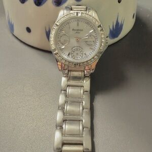 Armitron Silver Multifunction Watch w/ Rhinestones